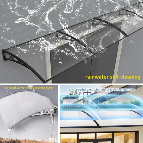 Miniatura 3 de Toldo silencioso transparente para puerta delantera, patio, toldo para puerta delantera, toldo para ventana, balcón, protección contra la lluvia