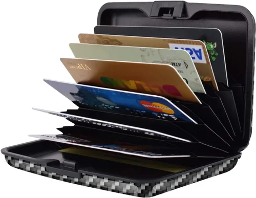 Miniatura 2 de Mini tarjetero para mujeres u hombres, bloqueo RFID, funda rígida para tarjetas de identificación, cartera de viaje