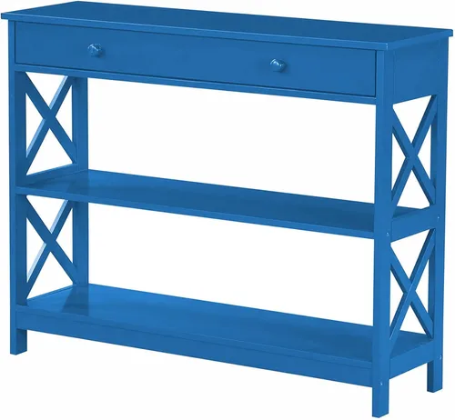 Miniatura 7 de Convenience Concepts Oxford - Mesa consola con 1 cajón con estantes, madera de granero/negro