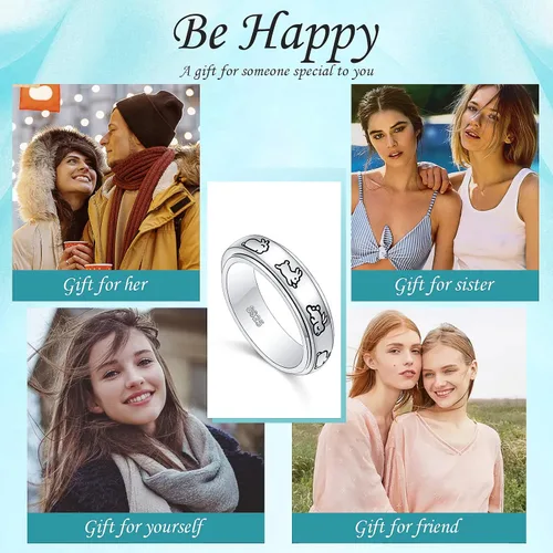 Miniatura 7 de Anillos giratorios de plata de ley S925 para ansiedad, preocupación, aliviar el aburrimiento, TDAH, autismo, banda para mujeres y adolescentes