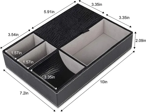 Miniatura 5 de Baoyun - Bandeja de valet para hombre, caja de valet de piel sintética, bandeja EDC para atrapar todo, organizador de mesita de noche con 5