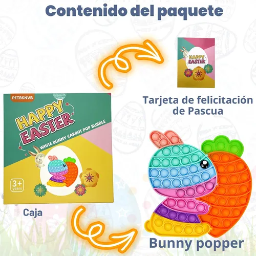 Miniatura 2 de Juguete sensorial para ansiedad de conejo de Pascua, juguete sensorial de burbujas para reventar burbujas, rompecabezas popper, regalos de Pascua