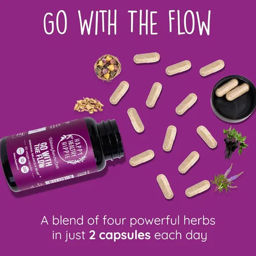Miniatura 7 de Go with The Flow - Balance hormonal para mujeres (paquete de 3) Suplemento de apoyo para el síndrome premenstrual para mujeres Alivio hormonal