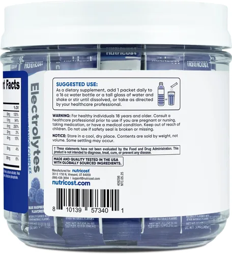 Miniatura 4 de Nutricost Complejo de electrolitos, sabor a frambuesa azul, 40 paquetes de varillas - Complejo de hidratación avanzada