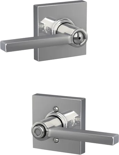 Miniatura 68 de Schlage F10 LAT 626 CEN Latitude - Manilla de puerta con moldura Century, cerradura de paso para pasillo y armario, cromo satinado