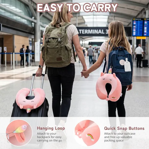 Miniatura 5 de Niuniu Daddy Almohada de viaje para niños, para avión, automóvil, reclinable, soporte para la barbilla del cuello para descansar, evita que