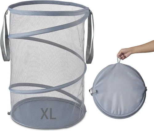Miniatura 13 de 2 cestas de malla desplegable para ropa sucia, 115 L, extra grande, plegable, cesta de almacenamiento de ropa, con asas, sin tapa, 26 pulgadas
