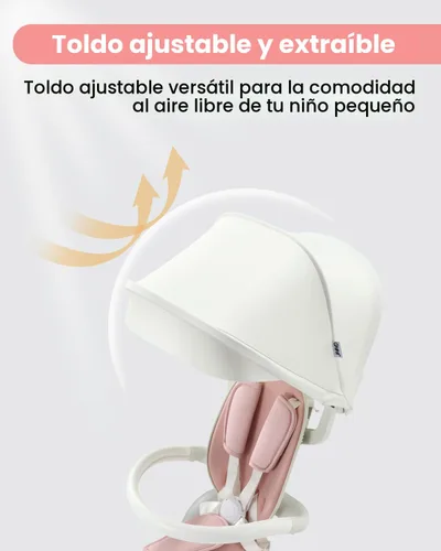 Miniatura 7 de JMMD - Triciclo para bebé 7 en 1 plegable con mango ajustable para padres, arnés de seguridad y frenos de rueda, toldo extraíble, triciclo de paseo