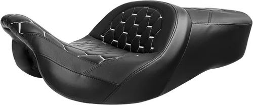 Miniatura 12 de C.C. RIDER Asiento de conductor, piloto y pasajero de una pieza con diamante, asiento de 2 plazas para Harley Touring Road King FLHR, Street Glide