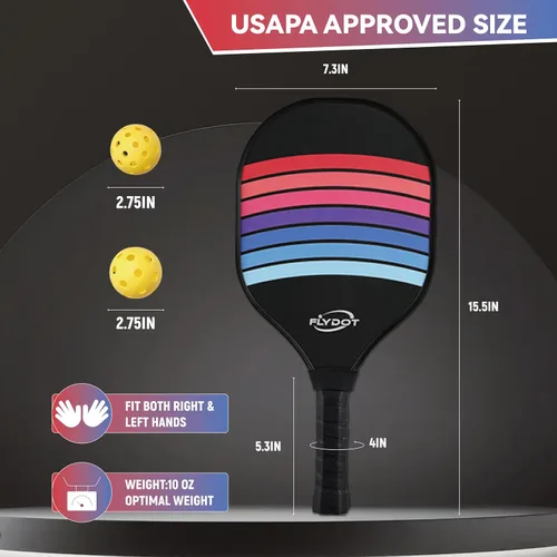 Miniatura 2 de Juego de 4 palas de pickleball, aprobadas por USAPA, 4 pelotas de pickleball para interiores y exteriores, bolsa de transporte, 4 toallas