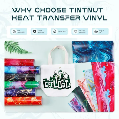 Miniatura 3 de Tintnut - Vinilo de transferencia térmica de mármol - 12 hojas, paquetes de 10 x 12 pulgadas, patrón de acuarela dorado, vinilo para planchar