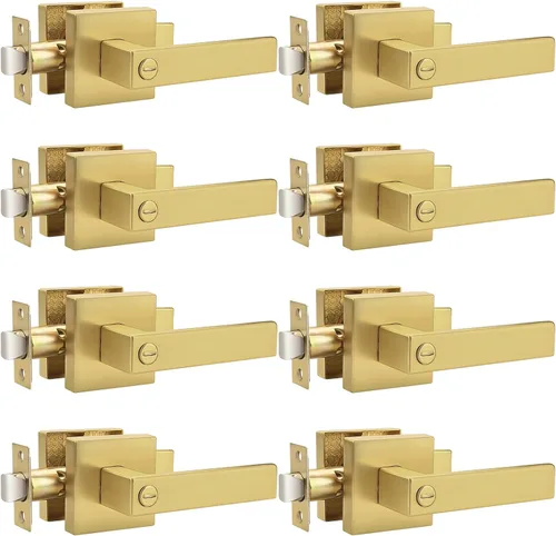 Miniatura 109 de Probrico Paquete de 4 manijas de puerta simuladas en negro mate, manijas interiores que no giran, manijas reversibles resistentes para interiores