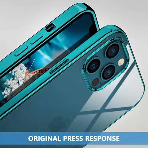 Miniatura 5 de MILPROX Compatible con iPhone 12 Pro Max (2020), transparente, a prueba de golpes, con borde galvanizado, fundas anti-amarillas, verde pino