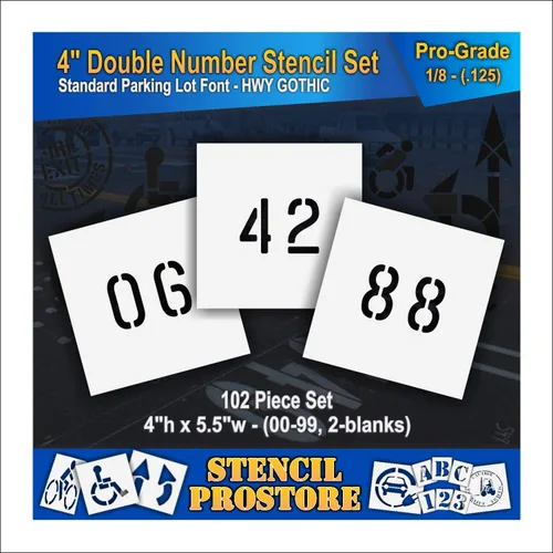 Miniatura 43 de Plantillas para pavimento, bordillo y WheelStop, plantilla de doble número de 4 pulgadas, (10) - 4 x 4 x 1/8 pulgadas (128 mil) - Grado profesional