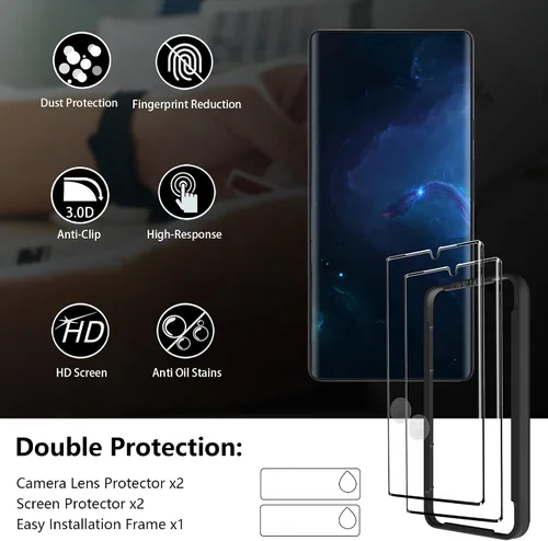 Miniatura 8 de [Compatible con huellas dactilares] Paquete de 2 protectores de pantalla de vidrio templado 3D para Google Pixel 6 Pro + 2 protectores de lente