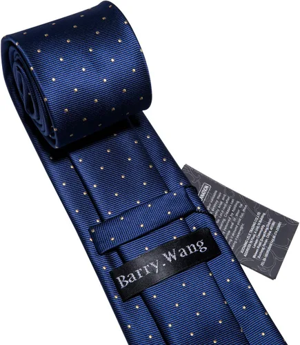 Miniatura 123 de Barry.Wang Corbatas de seda para hombre, diseño de lunares, gemelos cuadrados de bolsillo, gemelos para negocios, boda
