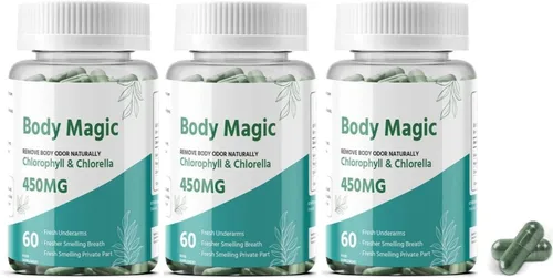Miniatura 2 de Body Magic Cápsulas de clorofila – Elimina el olor corporal naturalmente – 60 cápsulas 450 mg (paquete de 1)