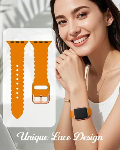 Miniatura 2 de Sunnywoo - Correa deportiva de encaje de silicona compatible con Apple Watch de 38, 40, 41, 42, 44, 45, 46 y 49 mm, correa de muñeca suave