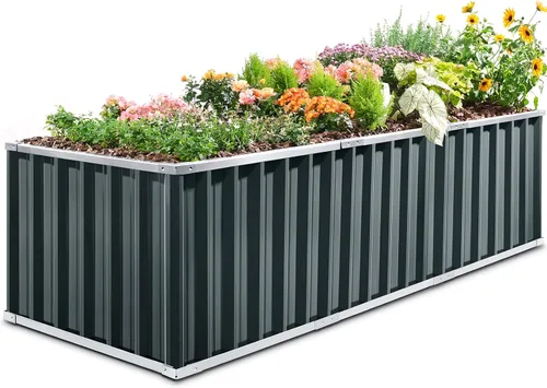 Miniatura 17 de King Bird - Cama de jardín elevada de 68 x 36 x 12 pulgadas, kit de caja de maceta de metal de acero galvanizado para jardín al aire libre, con 2