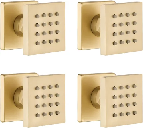 Miniatura 22 de HOMEDEC Cabezal de ducha redondo de latón de 2 pulgadas, para masaje, spa, soporte de pared, 4 piezas, negro mate