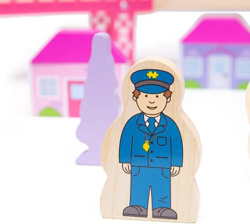 Miniatura 10 de Bigjigs Rail Fairy Town - Juego de tren de madera Juguete ferroviario para niños a partir de 3 años Pista de madera con modelo de aldea