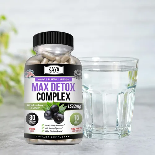 Miniatura 7 de Kaya Naturals Max Detox - Suplemento de hierbas - Ingredientes naturales 1532 mg - Polvo de psyllium, extracto de bayas de acai, raíz de jengibre 30