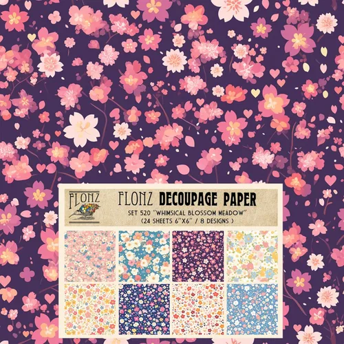 Miniatura 26 de Decoupage - Paquete de papel (24 hojas de 6 x 6 pulgadas), patrón de flores de neón FLONZ, papel de estilo vintage para decoupage, manualidades