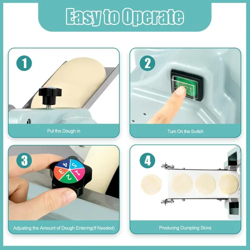 Miniatura 6 de Máquina eléctrica automática de piel de bola de masa hervida 3.1 in 0.35 oz molde comercial Dumpling Skin Machine Electric Wonton Skin Machine