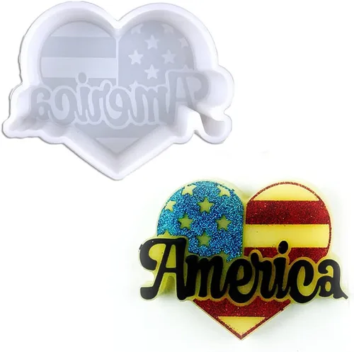 Molde de silicona para coche con forma de corazón americano para hacer jabón aroma perlas coche Freshie, colgante, vela, resina