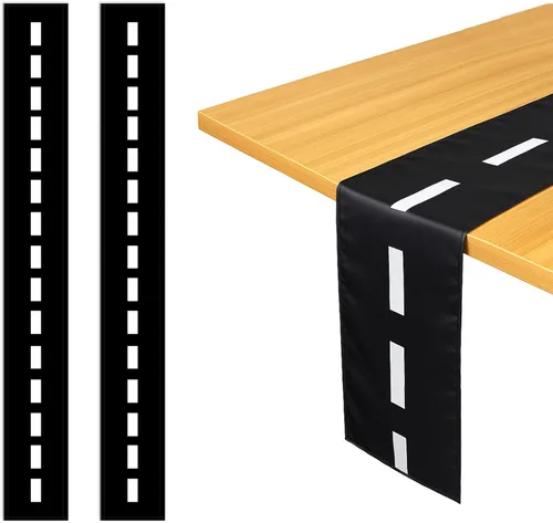 Miniatura 9 de Breling Paquete de 2 manteles de mesa a cuadros en blanco y negro con bandera de carreras de poliéster, para fiesta de té, suministros de picnic