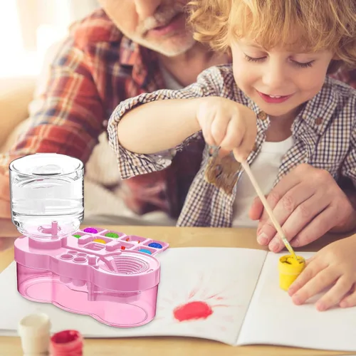 Miniatura 5 de BoAn Herramienta limpiadora de pinceles de pintura mejorada 2025 – Lavadora de pinceles todo en uno, taza de enjuague, soporte y paleta para Rosa