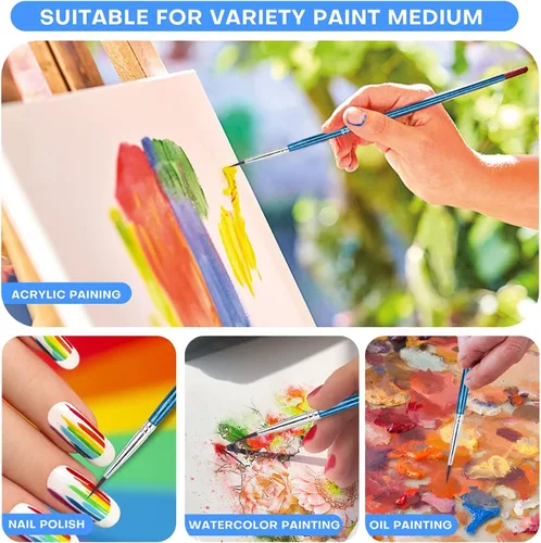 Miniatura 5 de 60 pinceles de pintura en miniatura con punta fina, 00 pinceles de pintura pequeños para acuarela al óleo acrílico, arte de uñas, manualidades