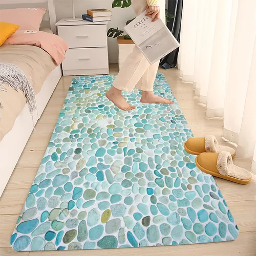 Miniatura 9 de LYFANS Alfombras absorbentes y antideslizantes para uso en cocina y baño, alfombrillas modernas de arte azul con delfín en 3D (61x41 cm)
