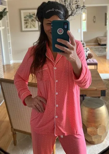 Miniatura 2 de Samring Pijamas de manga larga para mujer, conjunto de pijama con botones y suave, para descansar, tallas S-XXL