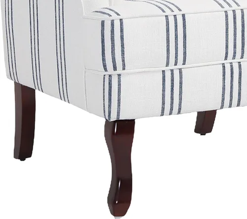 Miniatura 8 de Silla decorativa de respaldo alto, sillón tapizado en tela con patas de madera maciza, sillón retro, cómodo sofá individual, asiento de lectura