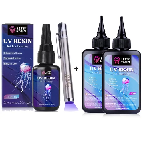Juego de resina UV con linterna y 7.05 oz de resina transparente de baja viscosidad
