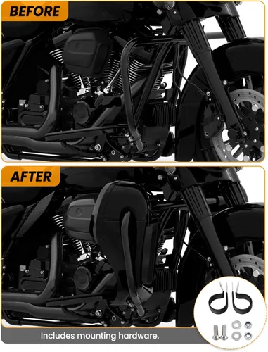 Miniatura 6 de XFMT Motorcycles Carenadura inferior ventilada en negro vívido para piernas con caja de altavoces y rejillas para Harley Touring enfriada por aire