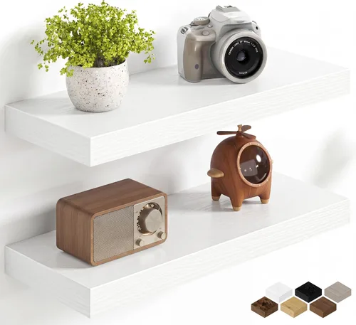 Miniatura 50 de Fun Memories Estantes flotantes de 16 pulgadas para pared, estantes de 8 pulgadas de profundidad para baño, dormitorio, cocina, montaje en pared