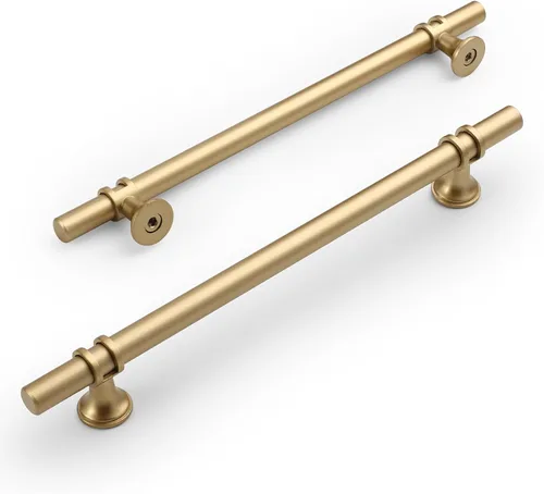 Miniatura 24 de Amerdeco ZH0050 - Paquete de 10 pomos de bronce champán para gabinetes, barra en T de 2 pulgadas, manijas de gabinete de cocina, manijas