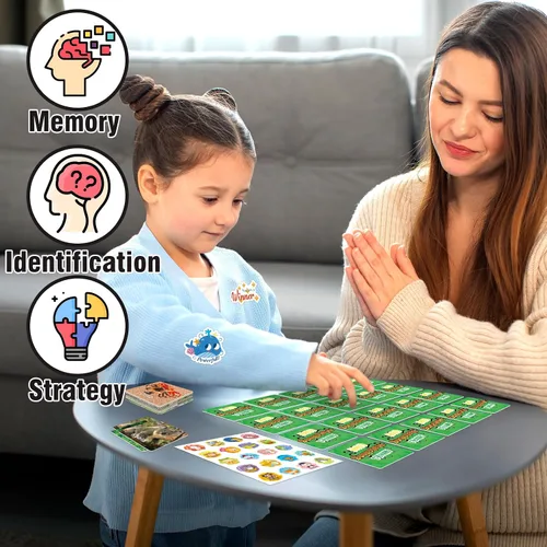 Miniatura 4 de YTSQLER Juego de emparejamiento de animales para niños 100 piezas Juego de cartas de memoria para niños pequeños Actividades de aprendizaje