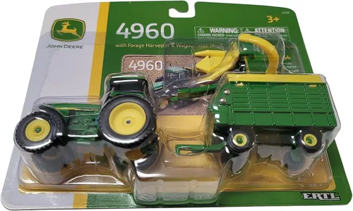 Miniatura 3 de John Deere Tractor escala 1/64 4960 con cosechadora de forraje y vagón - LP67313