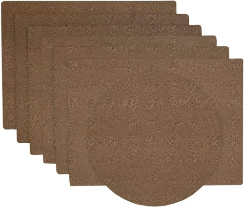 Miniatura 11 de Juego de 4 manteles individuales rectangulares de vinilo Tan Dot