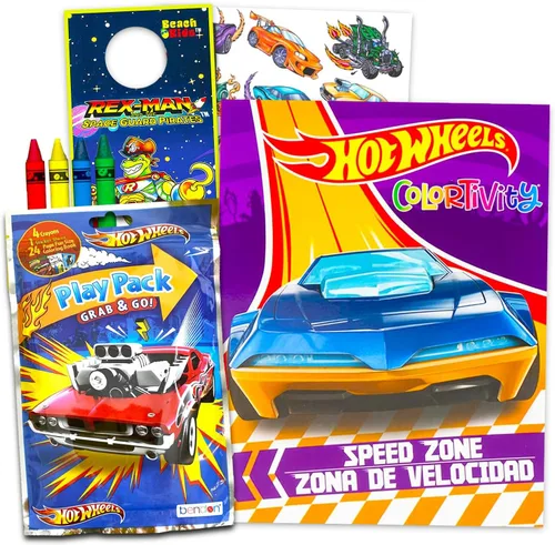 Hot Wheels Libros para colorear a granel para niños – El juego de arte para colorear Hot Wheels incluye 2 libros para colorear con actividades,