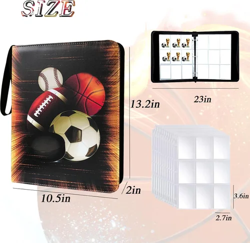 Miniatura 2 de Álbum para Tarjetas de Intercambio, Carpeta para Tarjetas Deportivas de 9 Bolsillos con 50 Fundas Compatibles con 900 Tarjetas Deportivas, Carpeta