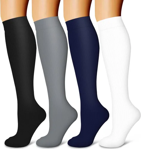 Miniatura 19 de Laite Hebe 4 pares de calcetines de compresión para mujeres y hombres, el mejor apoyo para enfermeras, correr, atletismo