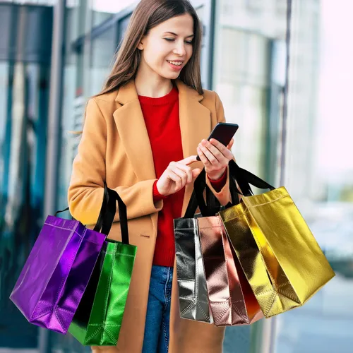 Miniatura 3 de BLEWINDZ Bolsas de Regalo Coloridas con Papel de Seda – 12 Bolsas de Regalo Reutilizables Tamaño Mediano - Ideales para Bolsa de Dulces, Cumpleaños