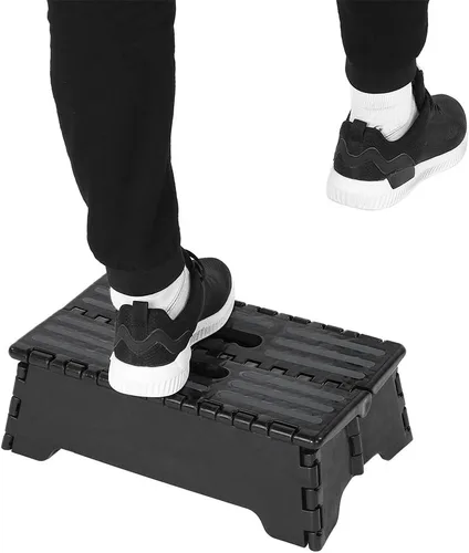 Miniatura 3 de Taburete plegable de 15 pulgadas, capacidad de 330 libras, antideslizante, taburete plegable de un solo paso para adultos y niños, almacenamiento