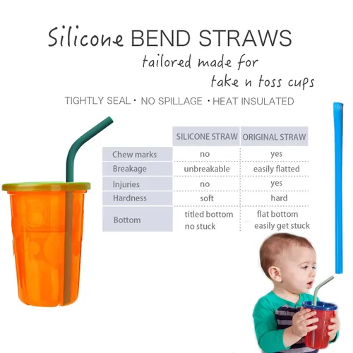 Miniatura 2 de Popotes reutilizables delgados y cortos de 6.7" de silicona flexibles y lindos para niños, bebés y niños pequeños, para vasos de vino/Yeti de 6, 10