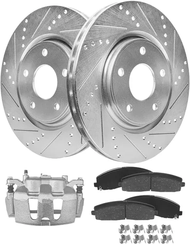 Miniatura 28 de Detroit Axle - 4 rotores de freno para Chevrolet Cruze Volt Orlando Verano, rotores de freno de disco perforados y ranurados de repuesto : rotor
