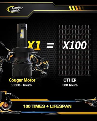 Miniatura 6 de Cougar Motor - Bombillas H4, 9003 luces antiniebla 6500K blancas sin polaridad para uso en carretera o todoterreno, enchufe y uso - Paquete de 2